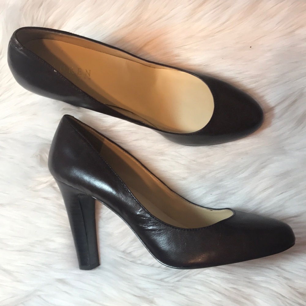 Ralph Lauren brown leather heels, Size 9B